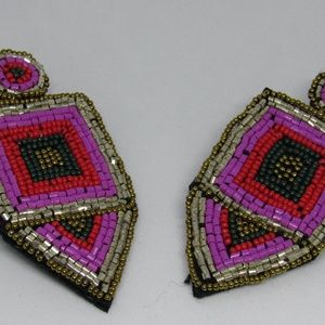 Bohemian Multicolored Geometric Beaded Earrings